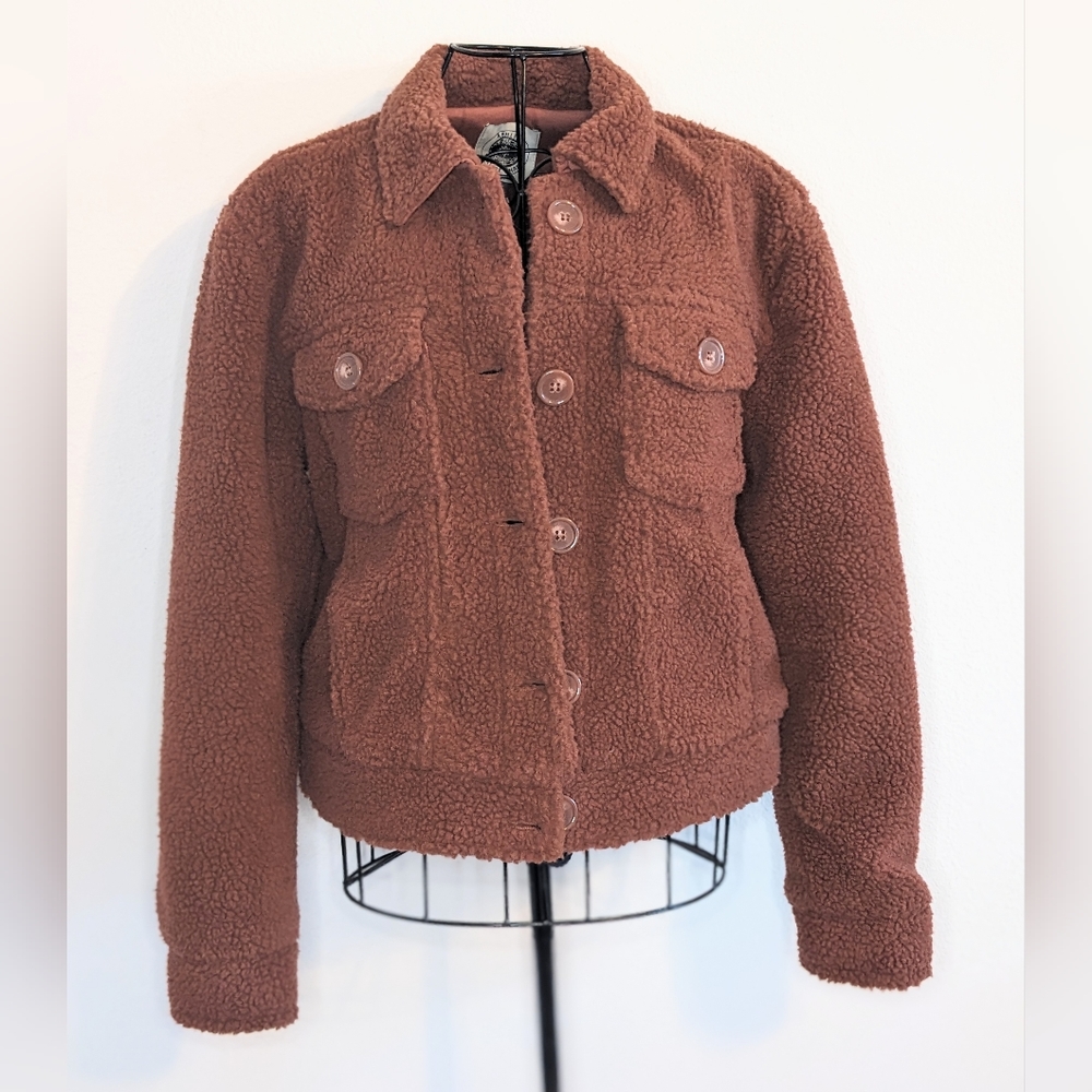 Ashley Vintage Charm Chestnut Sherpa Trucker Jacket S NWT